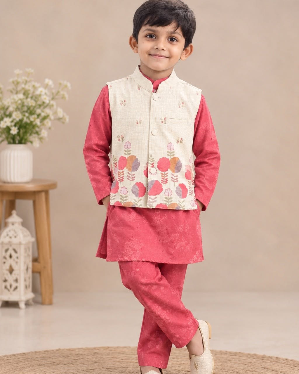 Kids Exclusive 3-Piece Kurti, Pyjama & Vest Set (1 to 4 Years)