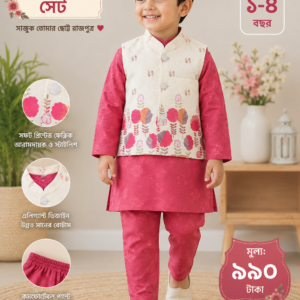 Flower print panjabi koti set